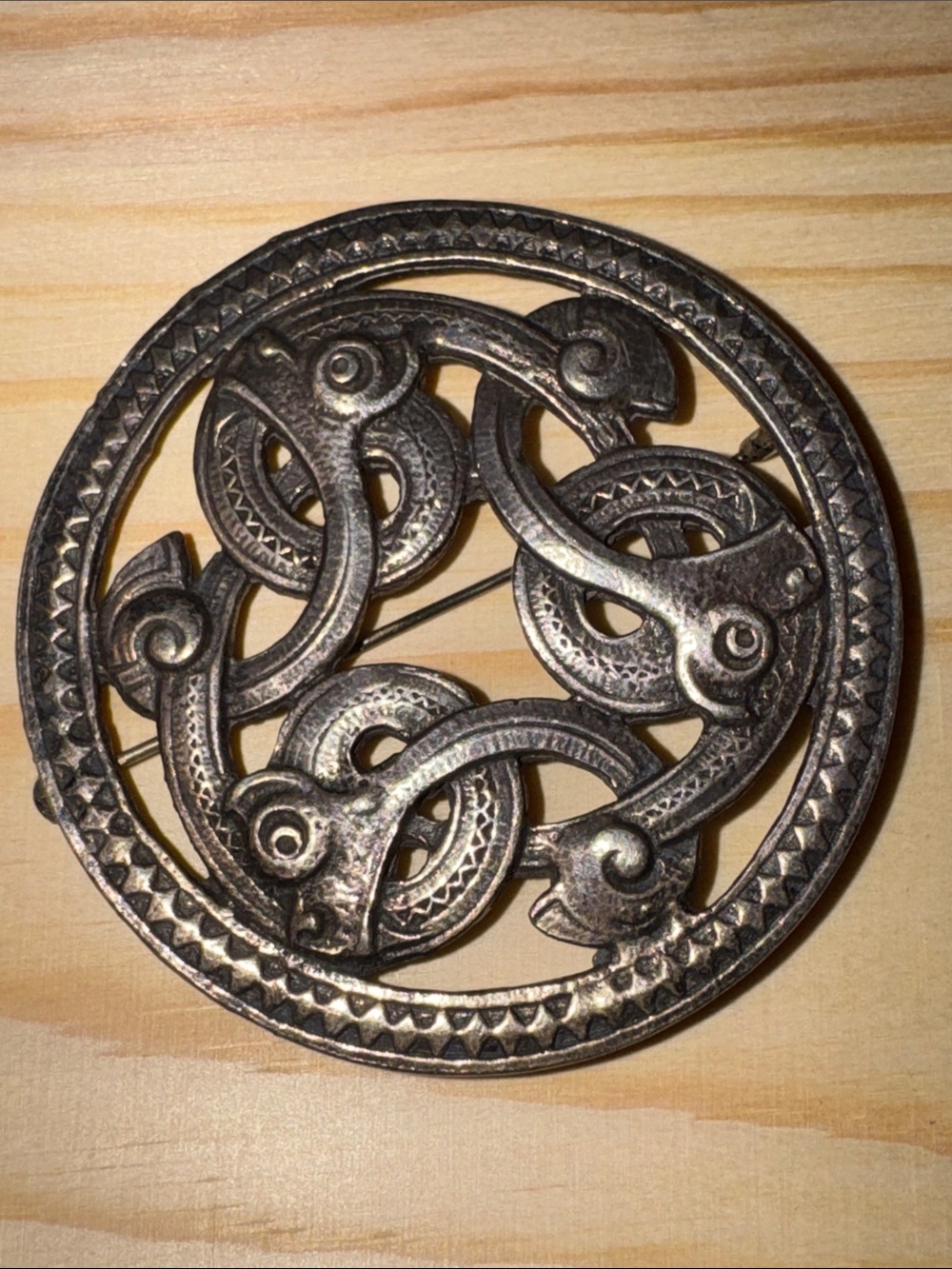 Vintage - Large - Signed Havstad Tinn, Norway Pewter - Pin Brooch